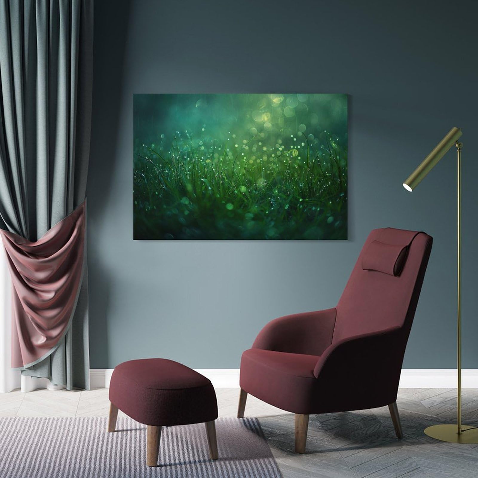 Amazon.co.jp: 絵画 雨の後の草インテリア 絵画 植物イラストアート